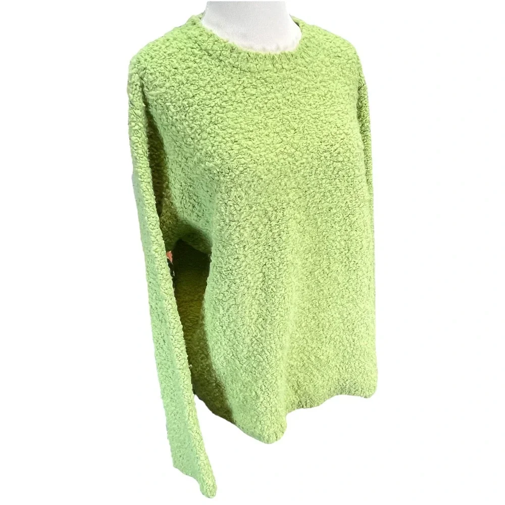 J. Crew Women's Green Textured Knit Crew‎ Neck Pullover Sweater Large